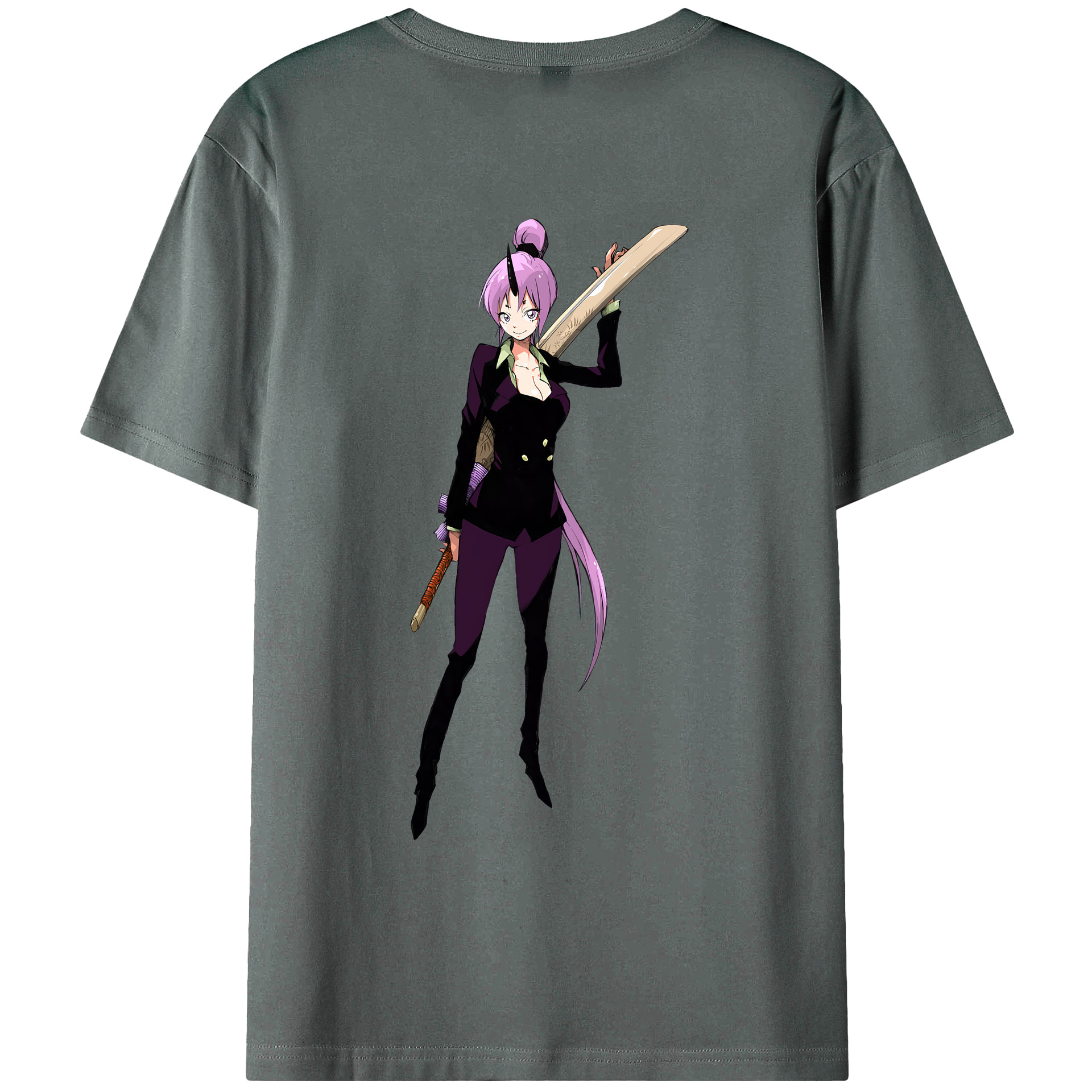 （画像用） 転スラ Regarding Reincarnated to Slime 綿100％ メンズ半袖Tシャツ（バックプリント） 通気性